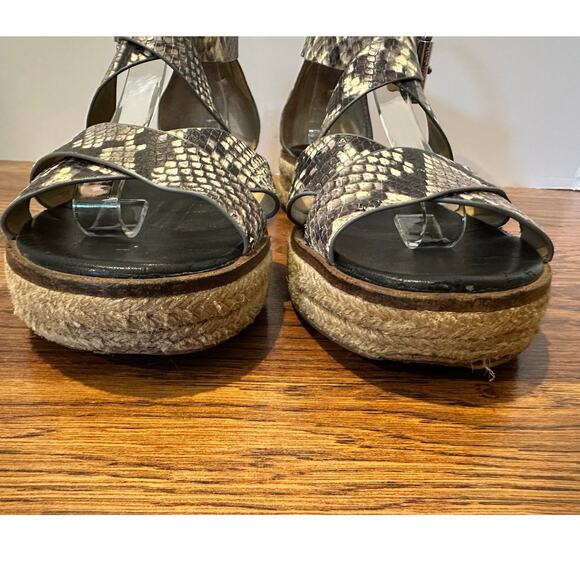 Michael Kors Darby Espadrille Sandals – Snake Print Leather | Women’s Size 9 - Picture 4 of 11